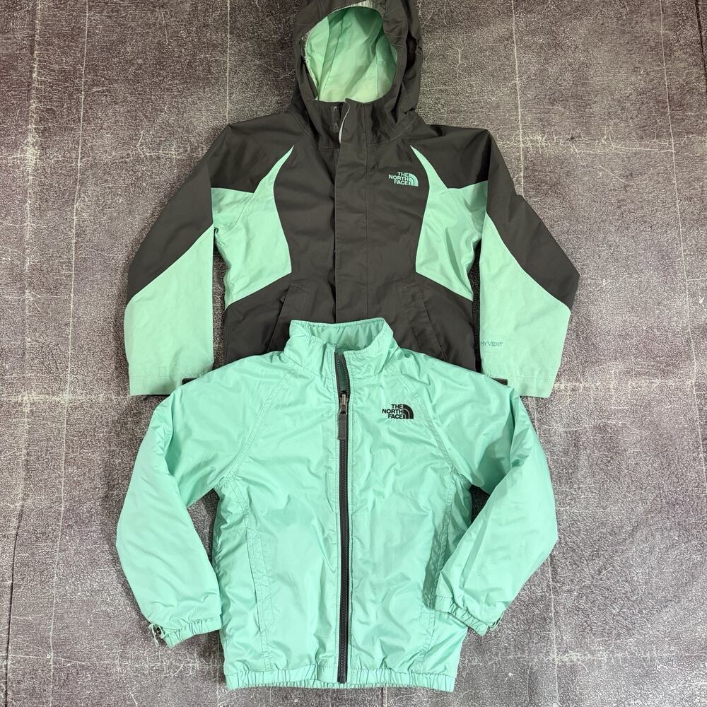 Girls The North Face 3 in 1 Triclimate Teal Blue Gray Hooded Winter Jacket Sz XS